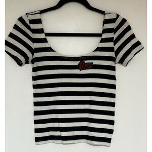 DAVID BOWIE Bodycon Tee Ribbed Striped Black & White Limited Edition ZARA Sz M